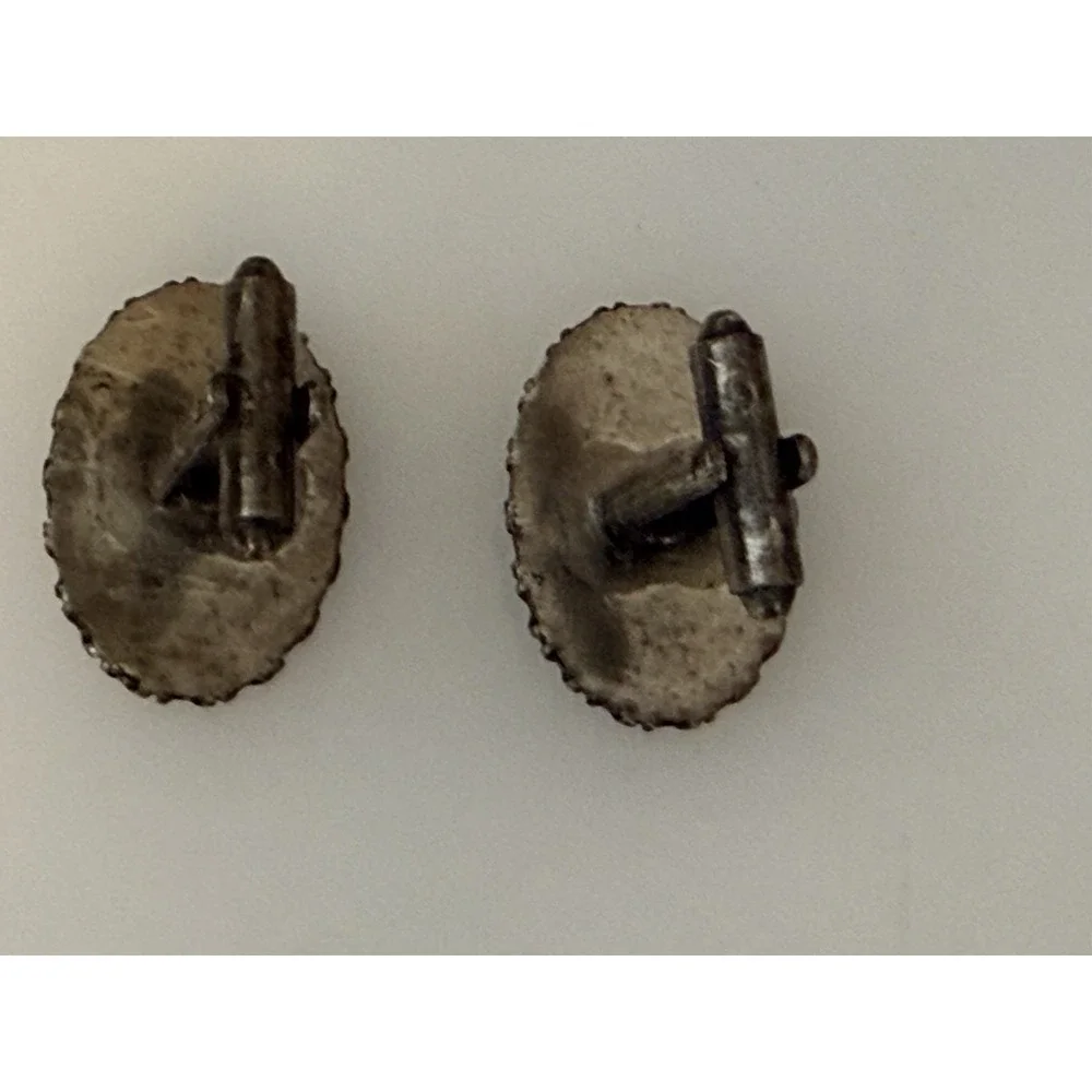 Vintage Silver Tone Oval Cherub Cufflinks Antique Suit Accessory Unique Details